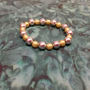 army green and metal beaded bracelet